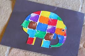 Sponge Painted Elmer the Elephant - Buggy and Buddy